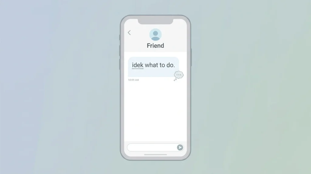 Meaning of IDEK in Text