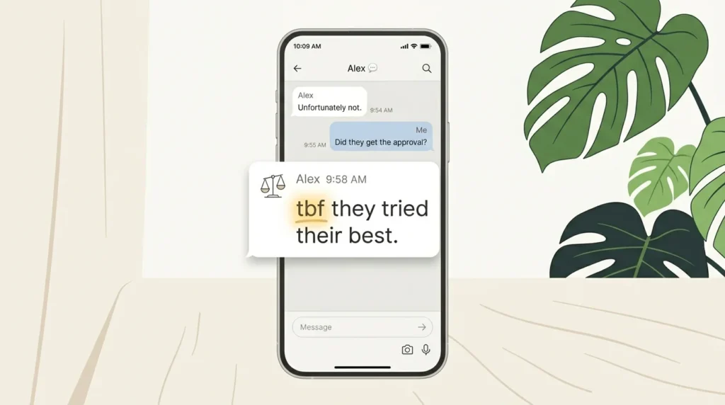 Meaning of TBF in Text