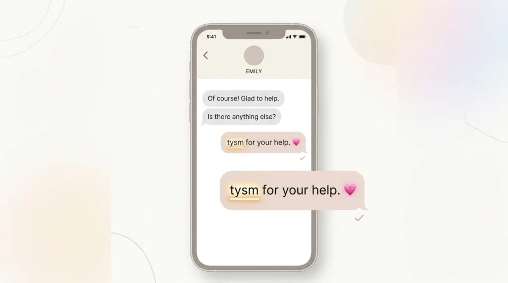 Meaning of TYSM in Text