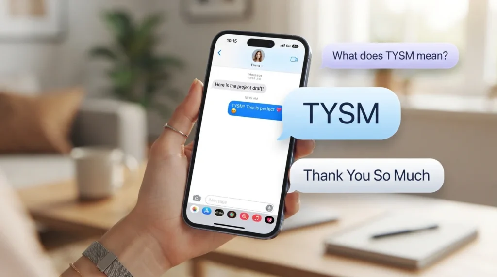 tysm meaning in text